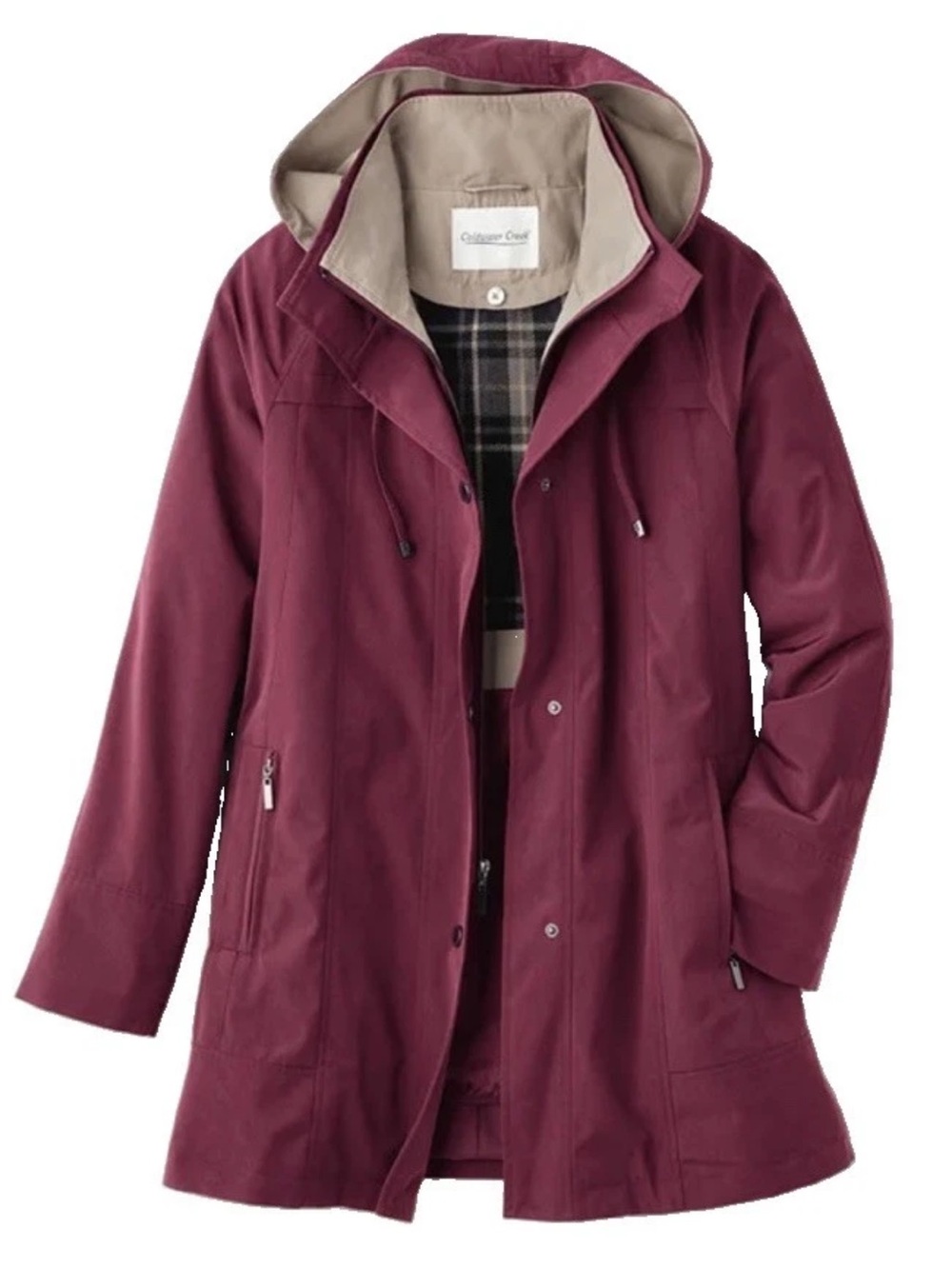 Coldwater Creek Women BurgundyAll-Season Jacket Removeable Hood and Liner PM